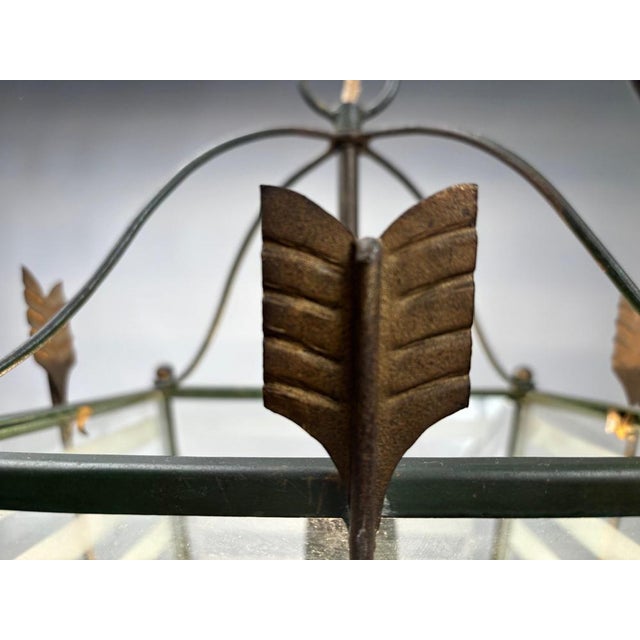 Italian Art Deco Metal and Glass Lantern, 1930s For Sale - Image 9 of 12