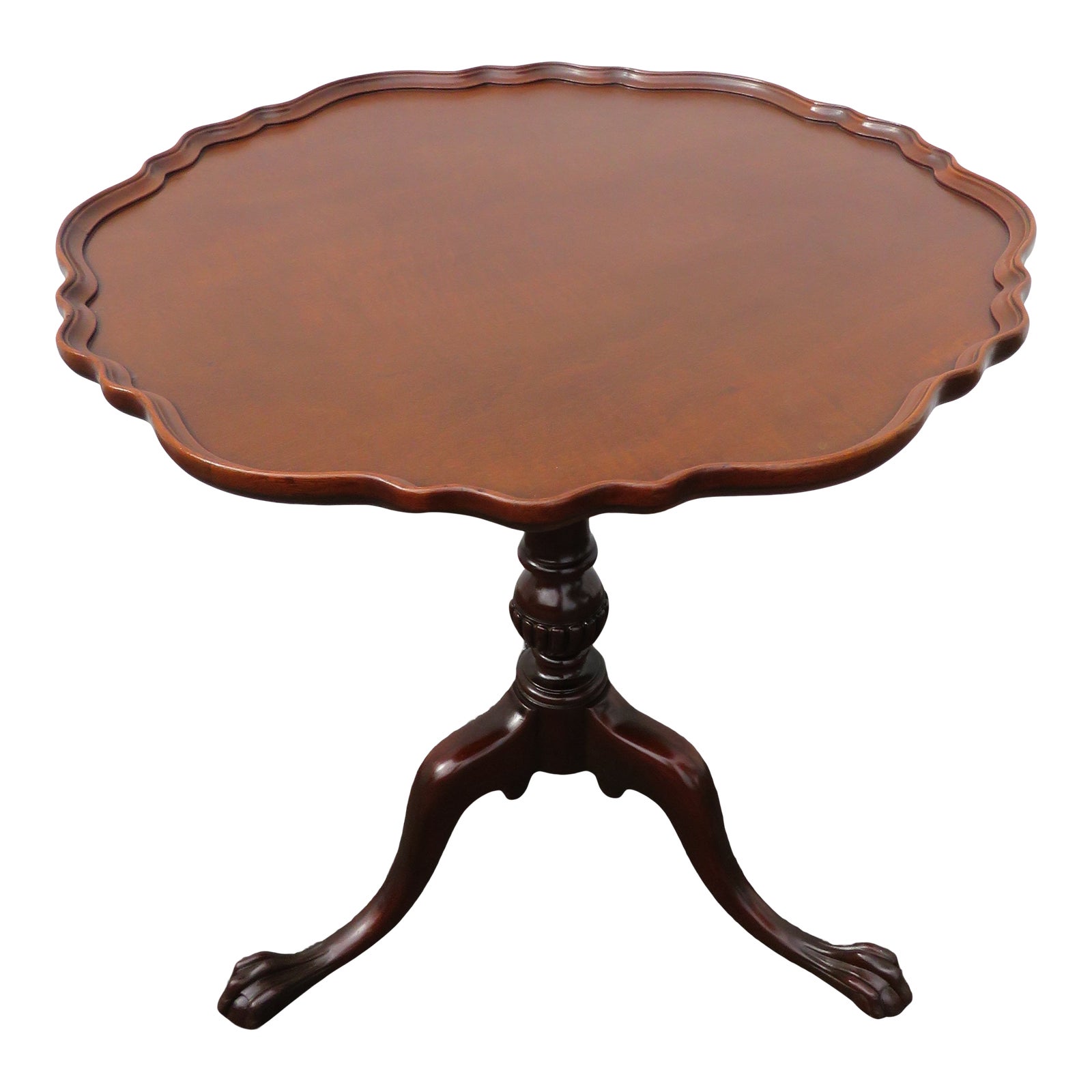 Mahogany Hand Carved Pie Crust Round Side End Table 1695 Chairish