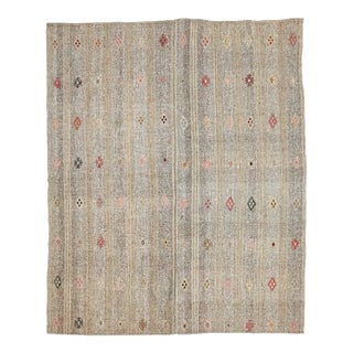 Mid 20th Century Vintage Embroidered Modern Kilim For Sale
