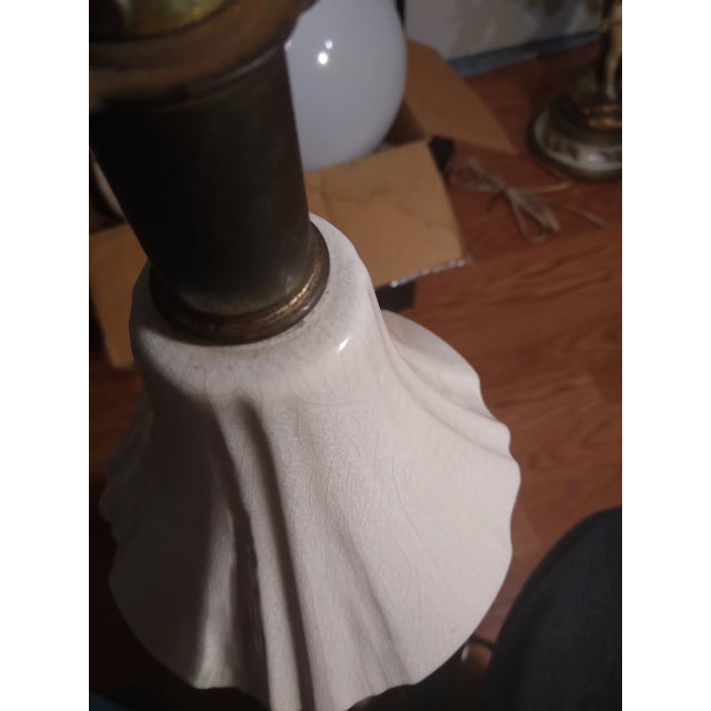 Ceramic 1960s Italian Porcelain White Table Lamp For Sale - Image 7 of 10