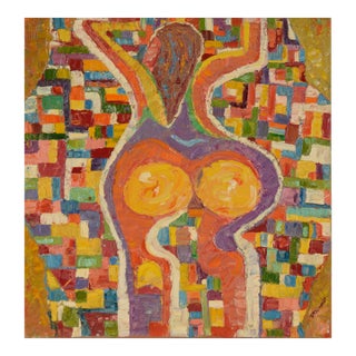 "On the Beach" - 1976 Original Textured Oil on Canvas by Harald Dry Schmidt For Sale
