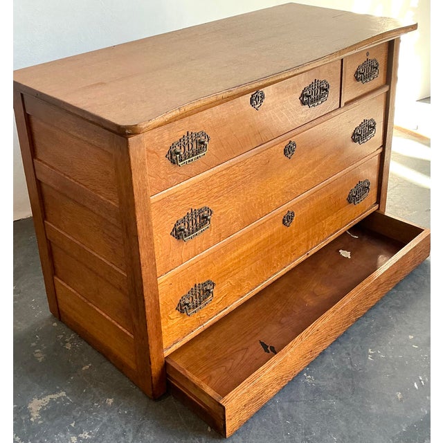 Late 18th Century Vintage 1860s Oak Chest of Drawers With Hidden Drawer For Sale - Image 5 of 12