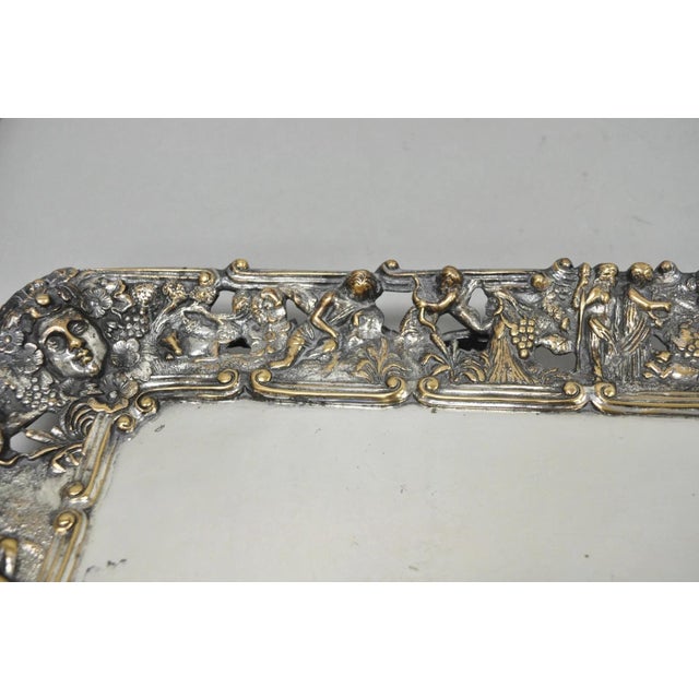 Late 19th Century French Renaissance Bacchanal Scene Silver Plated Bacchus Figural Platter Tray For Sale - Image 12 of 18