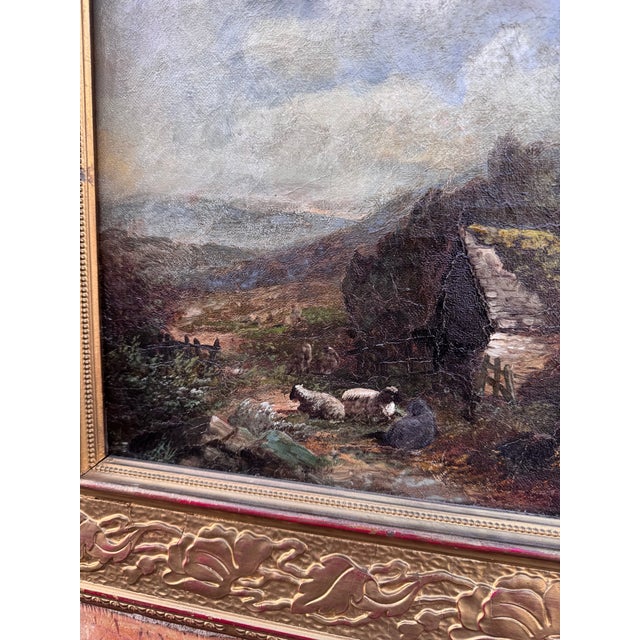 19th Century Oil Painting From England, "Welsh Farm" For Sale - Image 4 of 7
