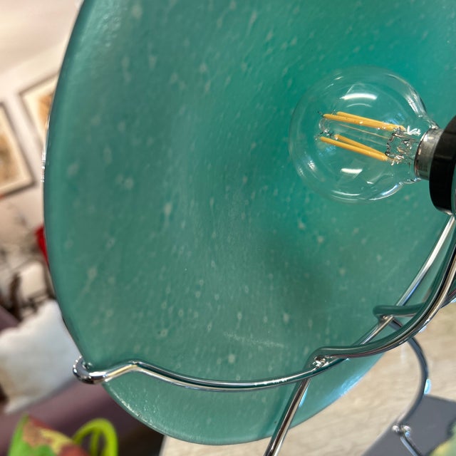Green Italian Green Blown Glass Disk and Chrome Lamp Style of Murano For Sale - Image 8 of 11