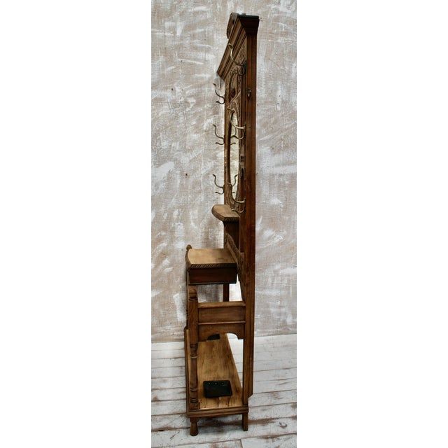 Wood Victorian Green Man Hall Stand in Oak, 1880 For Sale - Image 7 of 12