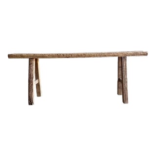 Late 20th Century Vintage Elm Wood Skinny Bench For Sale
