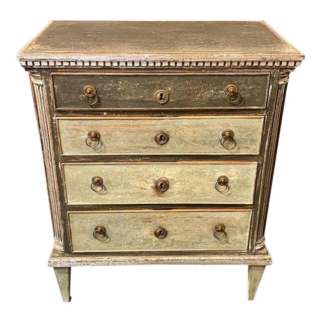 19th C. Swedish Gustavian Painted Chest For Sale