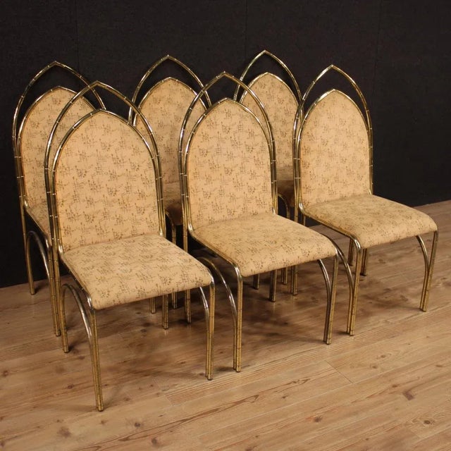 Italian Golden Metal Dining Chairs, 1970s, Set of 6 For Sale - Image 10 of 13