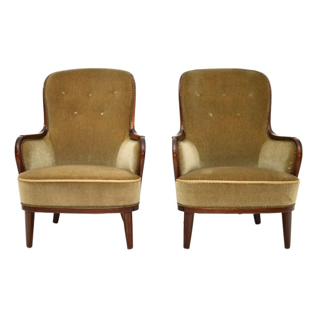 Set of Vintage Swedish Armchairs by Carl Malmsten, 1940 For Sale