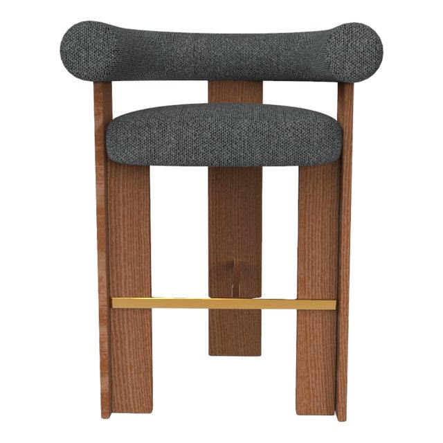 Collector Modern Cassette Bar Chair in Safire 09 Fabric and Smoked Oak by Alter Ego For Sale