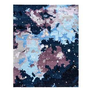 Ikat, One-of-a-Kind Hand-Knotted Area Rug - Black, 8' 2" x 10' 4" For Sale