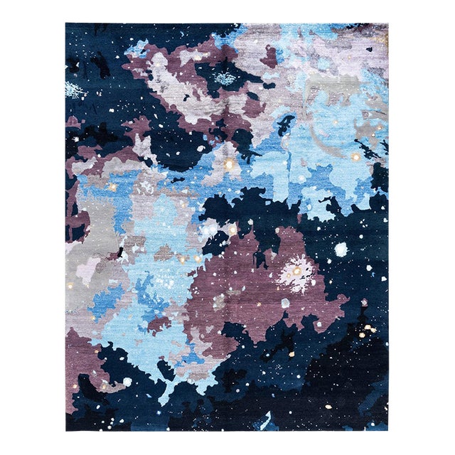 Ikat, One-of-a-Kind Hand-Knotted Area Rug - Black, 8' 2" x 10' 4" For Sale