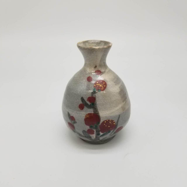 Vintage Japanese Tokkuri Sake Bottle With Hand-Painted Plum Blossoms | Wabi-Sabi Ceramic Vase | Original Tomobako Box For Sale - Image 10 of 10