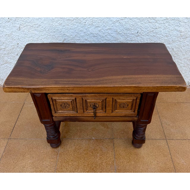 Valenti Spanish Carved Wood Console Table with Drawers and Turned Spindles, 1950 For Sale - Image 12 of 15