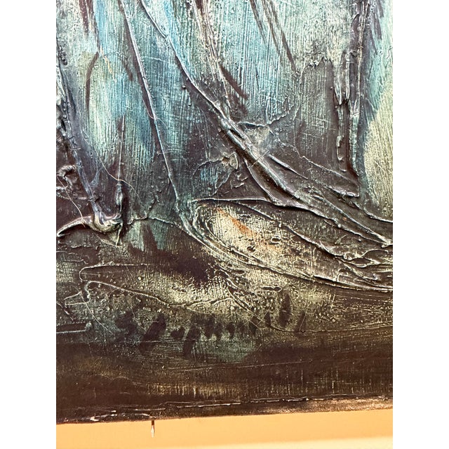 Textile Mid-Century Abstract Expressionist Oil Painting by Zvi Raphaeli With Safrai Art Gallery Provenance For Sale - Image 7 of 8