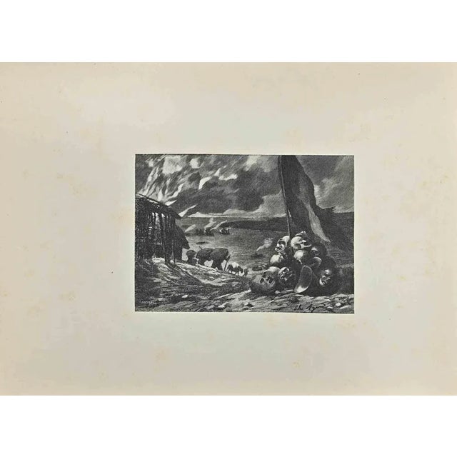 Shadowing Death is a woodcut print on paper realized by French artist in 1900s G. Berger. Signed on the plate on the lower...