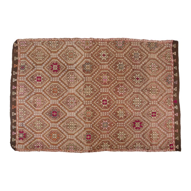 Geometric Wool Tribal Area Kilim For Sale