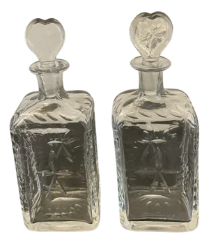 Antique Victorian Quality Cut Glass Decanters, 1860, Set of 2