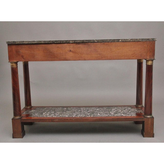 Wood 19th Century Marble Top Mahogany Console Table, 1880 For Sale - Image 7 of 18