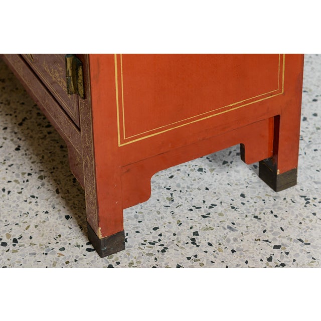 Antique Red Asian Cabinet For Sale - Image 9 of 10