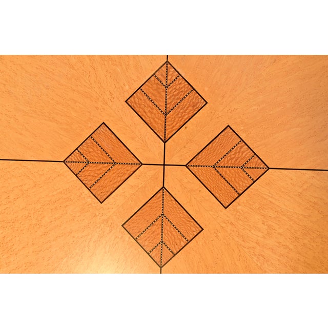 Wood Baker Furniture Style Studio Crafted Modern Art Deco Birdseye Maple and Mahogany Coffee Table For Sale - Image 7 of 12