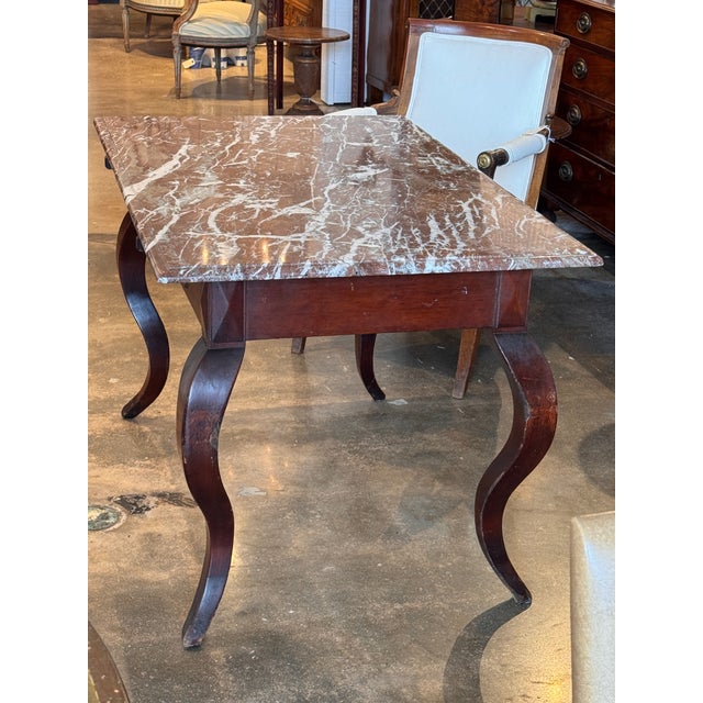 19th Century 19th Century French Mahogany Table With Marble Top For Sale - Image 5 of 10