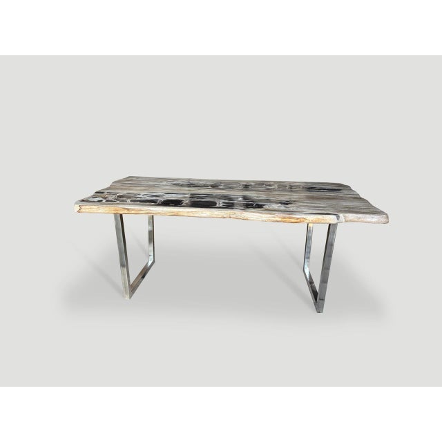 Andrianna Shamaris Live Edge Petrified Wood Dining Table For Sale - Image 10 of 18