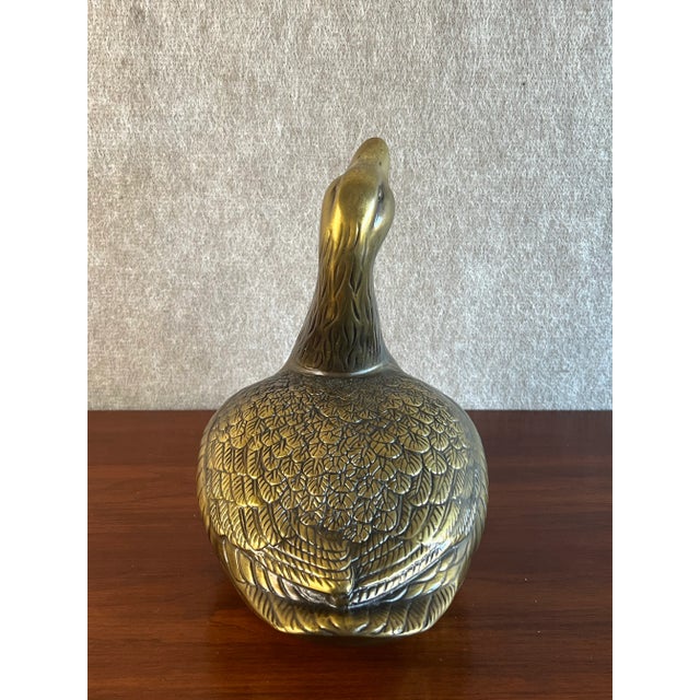 Metal Large Vintage Brass Goose or Duck For Sale - Image 7 of 12