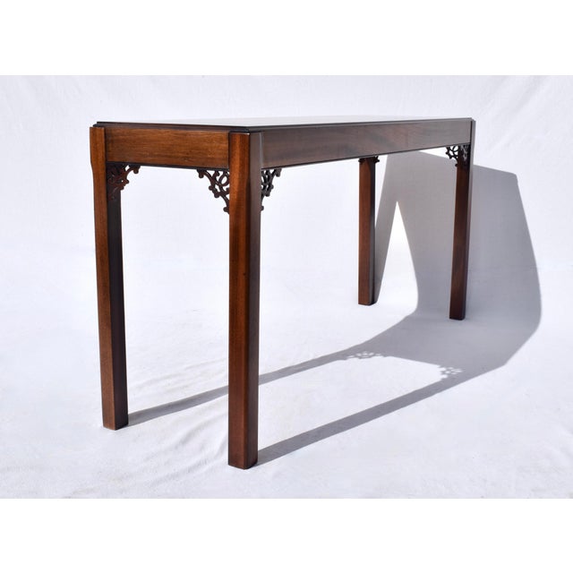 Baker Furniture Company English Chippendale Console Table, Mahogany, Fret Work Design, 1980s For Sale - Image 4 of 11