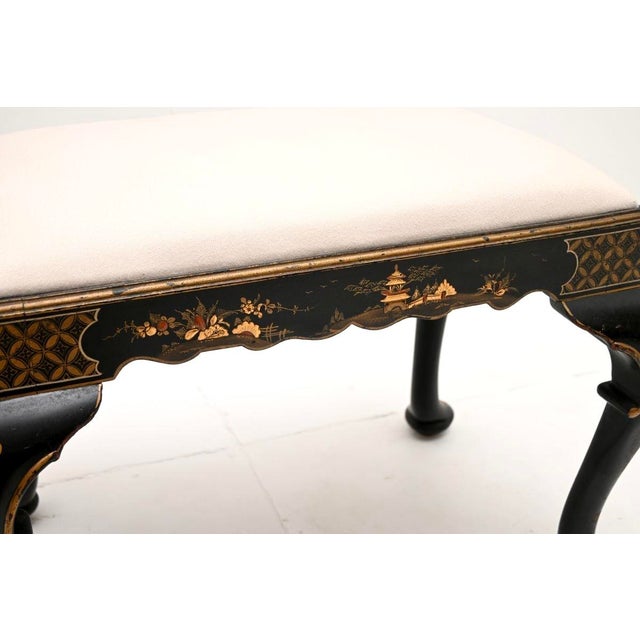 Black Antique Lacquered Chinoiserie Stool, 1900 For Sale - Image 8 of 11