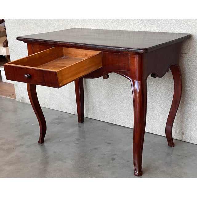 Wood 19th Spanish Walnut Drawer Side Table With Cabriole Legs For Sale - Image 7 of 11