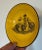 Antique early 19th century canary yellow pearlware saucer dish decorated with a domestic scene after Adam Buck. Measures 5...