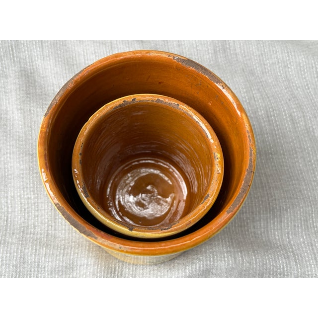 Mid 20th Century Hand Thrown French Terra Cotta Nesting Planters a Pair For Sale - Image 11 of 16