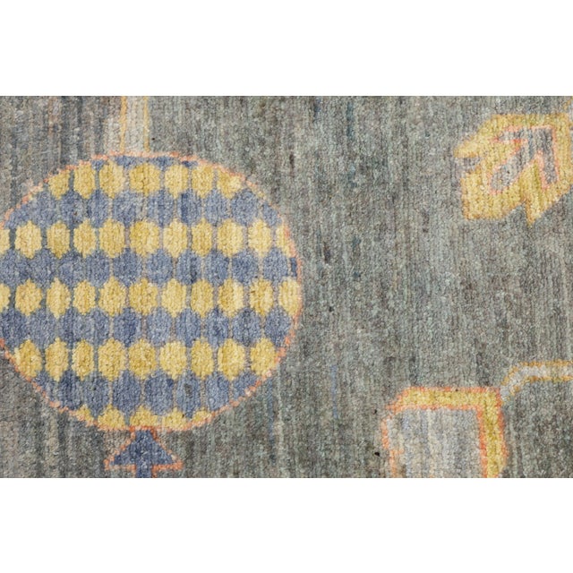 Modern Khotan-Style Pomegranate Tree Charcoal Wool Area Rug For Sale - Image 10 of 12