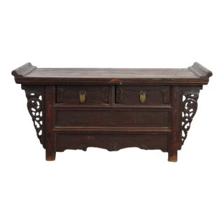 Hard Carved Antique Accent Table For Sale