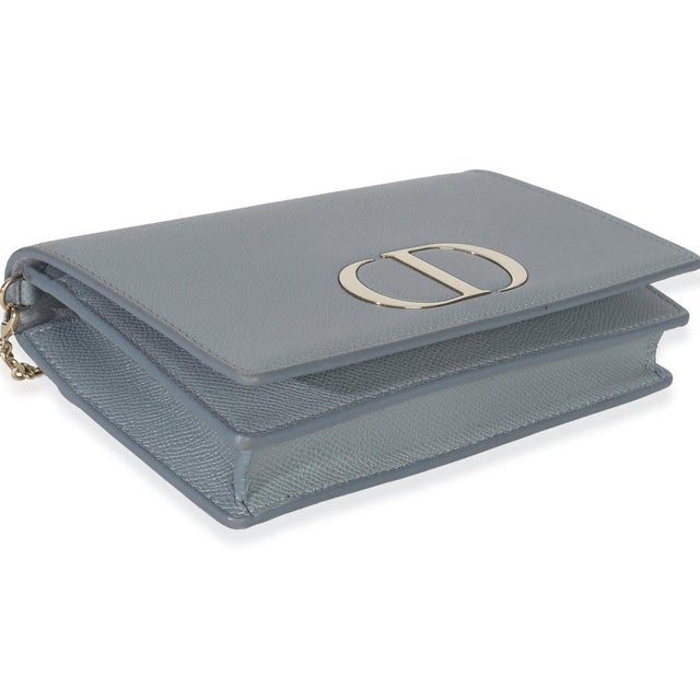 Animal Skin Blue Grained Calfskin 30 Montaigne 2-in-1 Pouch For Sale - Image 7 of 9