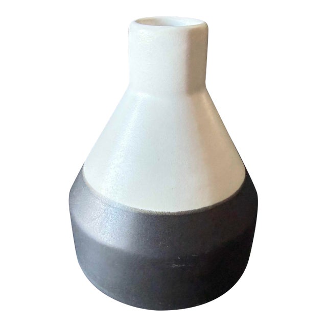 West Elm Ceramic Two-Tone Bud Vase For Sale