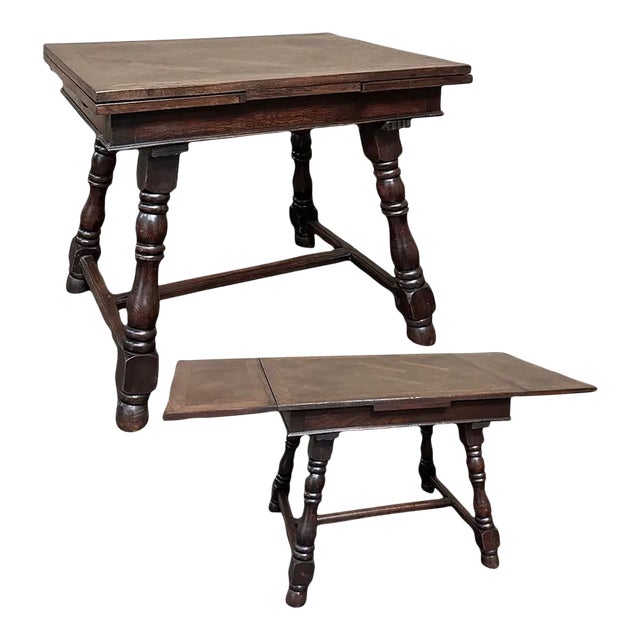 Antique Rustic Petite Draw Leaf Dining Table ~ Breakfast Table For Sale