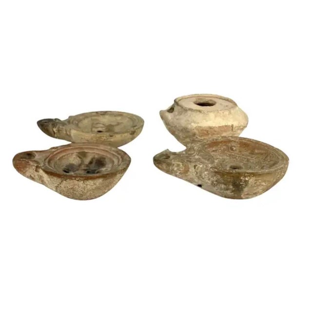 Ceramic Roman Terracotta Oil Lamps, Set of Four For Sale - Image 7 of 11