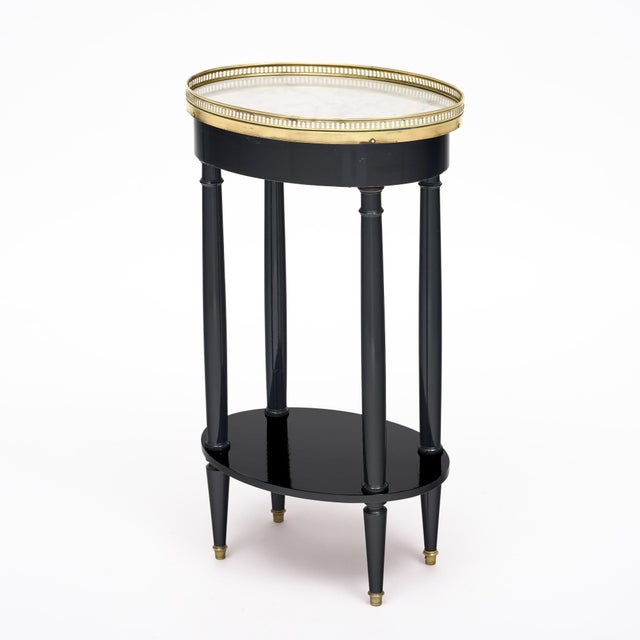 Wood Oval, Louis XVI Style Side Table, Ebonized, French, 1920s For Sale - Image 7 of 9