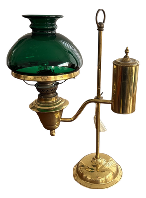 Vintage Brass Desk Lamp with Pen Holder