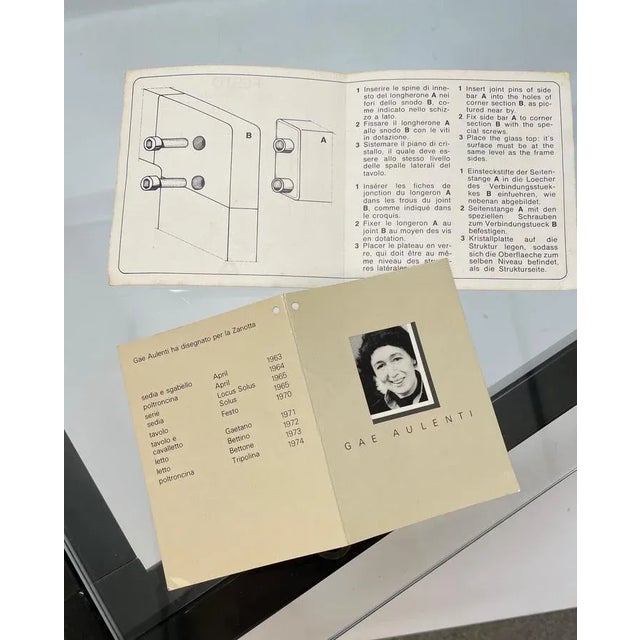 Italian Glass and Enamelled Black Metal Coffee Table by Gae Aulenti for Zanotta, 1970s For Sale - Image 14 of 18