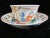 Chinese porcelain Famille Rose tea cup or bowl and saucer set. Colorful hand painted figural design. In excellent...