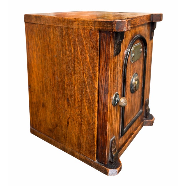 Brown Antique Oak Humidor Lock Box For Sale - Image 8 of 8
