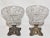 Pair Mid Century Modern Crystal Glass Compotes With Brass Bases Elegant Cut Crystal Pedestal Bowls For Sale - Image 4 of 7