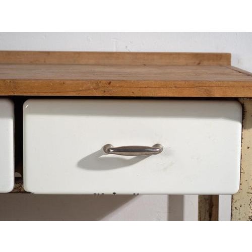 Japanese Industrial Worktable with Drawers For Sale - Image 9 of 13