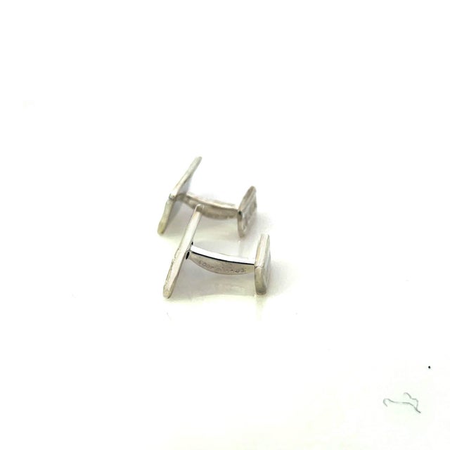Silver 1990s Pair of Tiffany & Co Estate "Atlas" Cufflinks Sterling Silver 9.43 Grams For Sale - Image 8 of 8