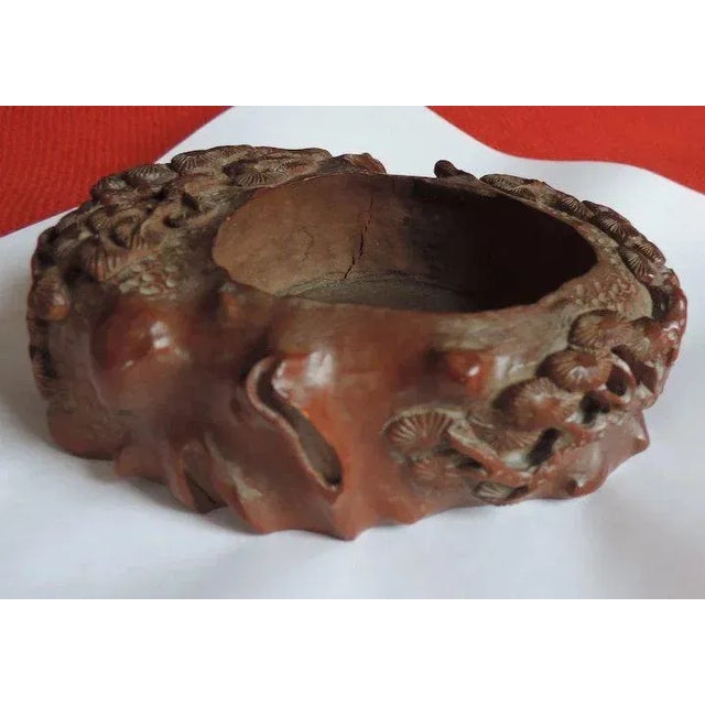 18th Century 18th Century Chinese Carved Wood Scholar's Pine Branch Water Pot Brush Washer For Sale - Image 5 of 11