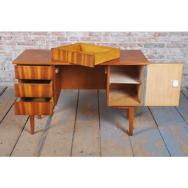 Mid-Century Writing Desk in Mahogany Veneer, Czech, 1950 For Sale - Image 11 of 13